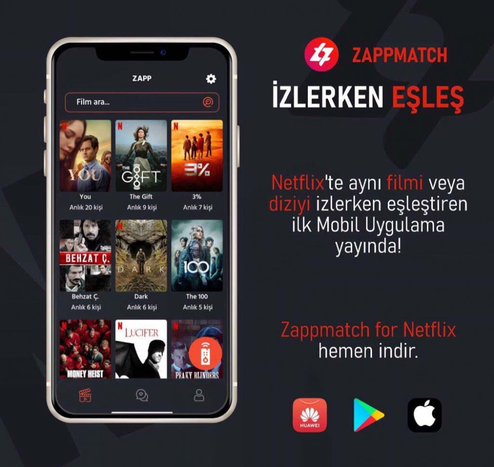 netflixte ayni dizi veya filmi izleyenleri eslestiren uygulama zappmatch for